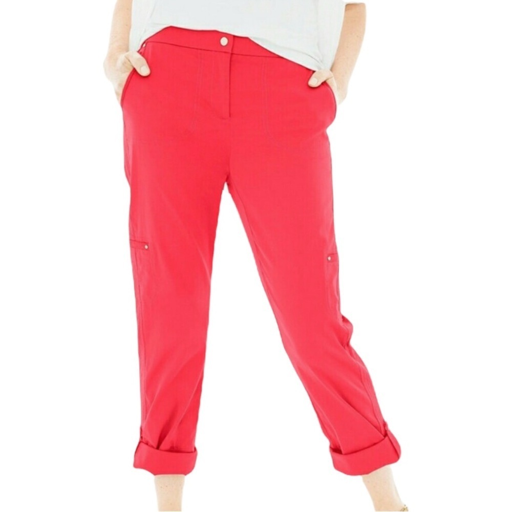 Chico's Luxe Utility Convertible Ankle Pants Women's 8 Flat Front Highrise B10